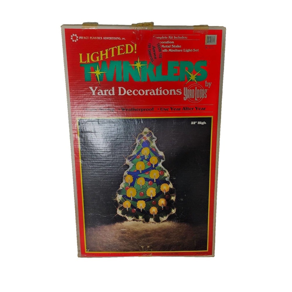 Impact Plastics Christmas Tree Lighted Twinklers Vintage 1993 Yard Decor 32"
